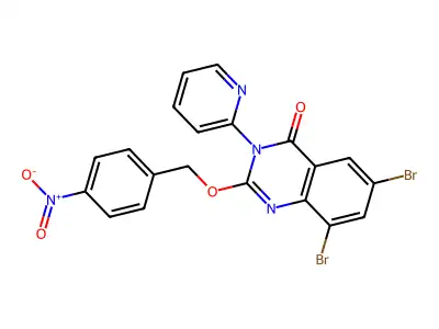 4(3H)-Quinazolinone, 6,8-dibromo-2-((4-nitrophenyl)methoxy)-3-(2-pyridinyl)- structure