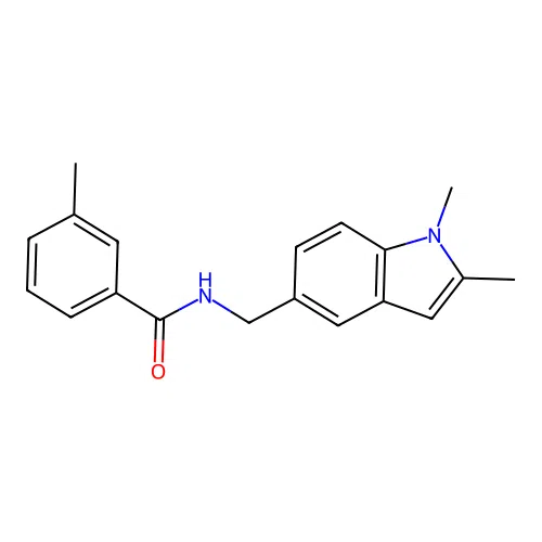 N-((1,2-dimethyl-1H-indol-5-yl)methyl)-3-methylbenzamide structure