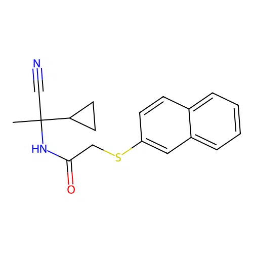 N-(1-cyano-1-cyclopropylethyl)-2-(naphthalen-2-ylsulfanyl)acetamide structure