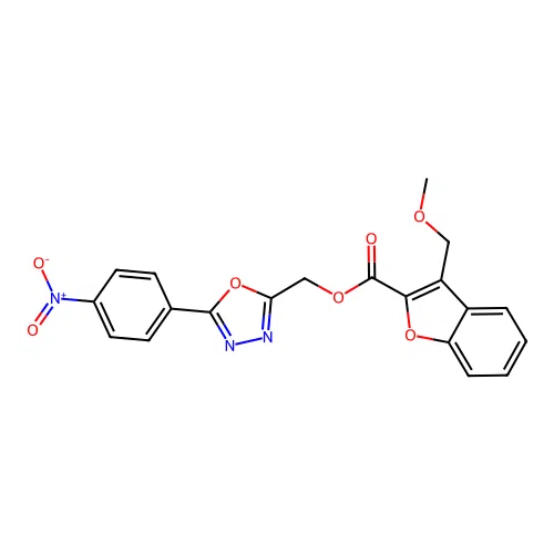 [5-(4-nitrophenyl)-1,3,4-oxadiazol-2-yl]methyl 3-(methoxymethyl)-1-benzofuran-2-carboxylate structure