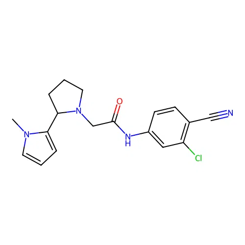 N-(3-chloro-4-cyanophenyl)-2-[2-(1-methylpyrrol-2-yl)pyrrolidin-1-yl]acetamide structure