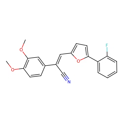 (2Z)-2-(3,4-dimethoxyphenyl)-3-[5-(2-fluorophenyl)furan-2-yl]prop-2-enenitrile structure