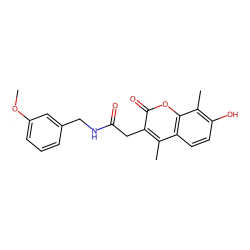 2-(7-hydroxy-4,8-dimethyl-2-oxo-2H-chromen-3-yl)-N-(3-methoxybenzyl)acetamide structure