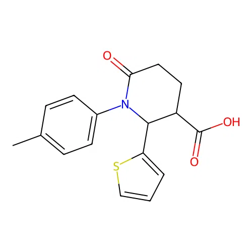 1-(4-Methylphenyl)-6-oxo-2-(2-thienyl)-3-piperidinecarboxylic acid structure