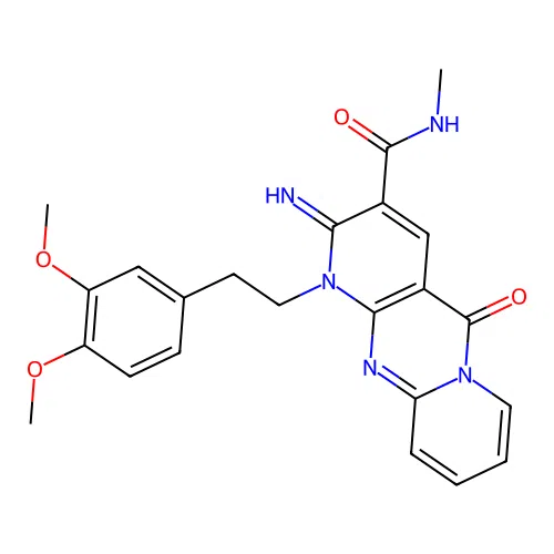 1-[2-(3,4-dimethoxyphenyl)ethyl]-2-imino-N-methyl-5-oxo-1,5-dihydro-2H-dipyrido[1,2-a:2',3'-d]pyrimidine-3-carboxamide structure