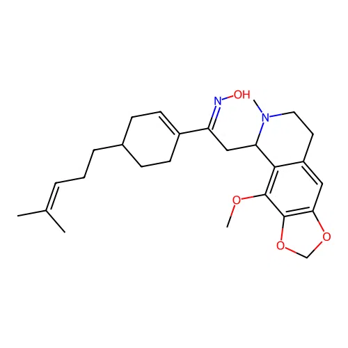 (1E)-N-hydroxy-2-(4-methoxy-6-methyl-5,6,7,8-tetrahydro[1,3]dioxolo[4,5-g]isoquinolin-5-yl)-1-[4-(4-methylpent-3-en-1-yl)cyclohex-1-en-1-yl]ethanimine structure
