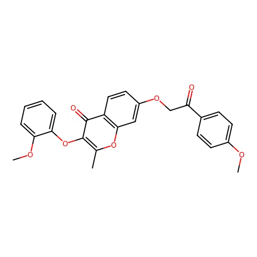 3-(2-methoxyphenoxy)-7-(2-(4-methoxyphenyl)-2-oxoethoxy)-2-methyl-4H-chromen-4-one structure
