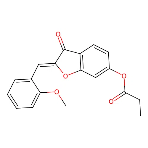 (Z)-2-(2-methoxybenzylidene)-3-oxo-2,3-dihydrobenzofuran-6-yl propionate structure