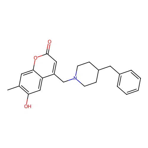 4-[(4-benzylpiperidin-1-yl)methyl]-6-hydroxy-7-methyl-2H-chromen-2-one structure