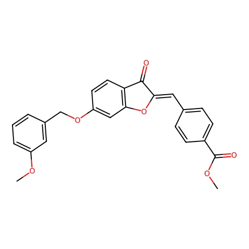 methyl 4-{[6-[(3-methoxybenzyl)oxy]-3-oxo-1-benzofuran-2(3H)-yliden]methyl}benzoate structure