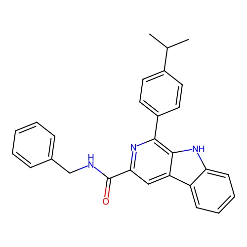 N-Benzyl-1-(4-isopropylphenyl)-9H-pyrido[3,4-B]indole-3-carboxamide structure