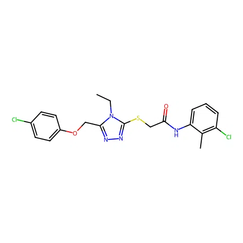 N-(3-chloro-2-methylphenyl)-2-({5-[(4-chlorophenoxy)methyl]-4-ethyl-4H-1,2,4-triazol-3-yl}sulfanyl)acetamide structure