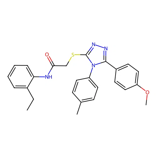 N-(2-ethylphenyl)-2-[[5-(4-methoxyphenyl)-4-(4-methylphenyl)-1,2,4-triazol-3-yl]sulfanyl]acetamide structure