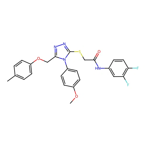 N-(3,4-difluorophenyl)-2-((4-(4-methoxyphenyl)-5-((p-tolyloxy)methyl)-4H-1,2,4-triazol-3-yl)thio)acetamide structure
