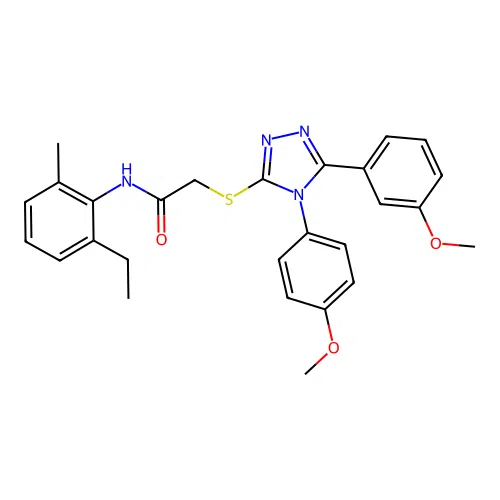 N-(2-ethyl-6-methylphenyl)-2-{[5-(3-methoxyphenyl)-4-(4-methoxyphenyl)-4H-1,2,4-triazol-3-yl]sulfanyl}acetamide structure