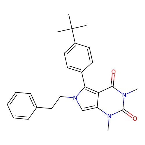 5-(4-tert-butylphenyl)-1,3-dimethyl-6-phenethylpyrrolo[3,4-d]pyrimidine-2,4-dione structure