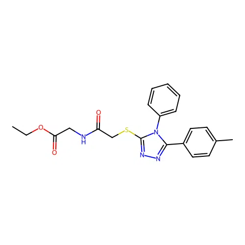 ethyl 2-(2-((4-phenyl-5-(p-tolyl)-4H-1,2,4-triazol-3-yl)thio)acetamido)acetate structure