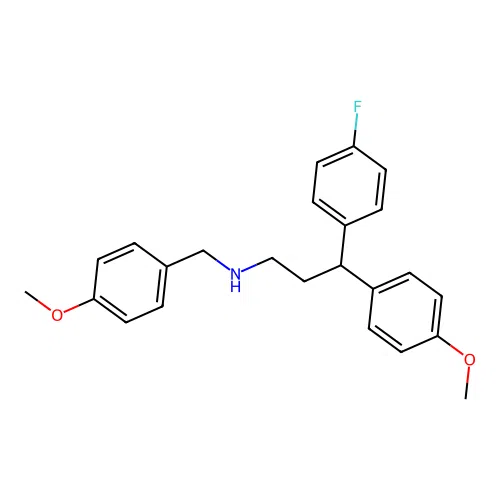 3-(4-fluorophenyl)-3-(4-methoxyphenyl)-N-[(4-methoxyphenyl)methyl]propan-1-amine structure