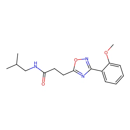 3-[3-(2-methoxyphenyl)-1,2,4-oxadiazol-5-yl]-N-(2-methylpropyl)propanamide structure