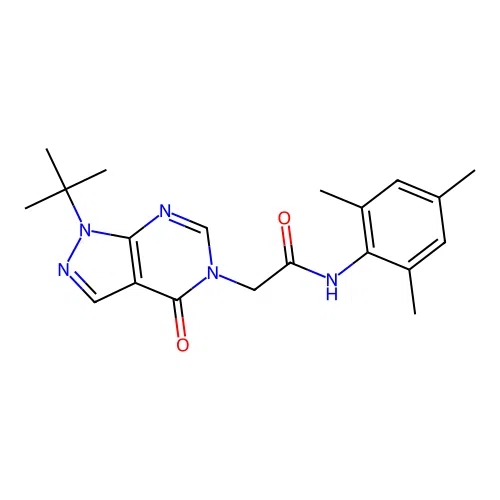 2-(1-(tert-butyl)-4-oxo-1H-pyrazolo[3,4-d]pyrimidin-5(4H)-yl)-N-mesitylacetamide structure