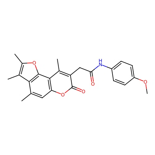 N-(4-methoxyphenyl)-2-(2,3,4,9-tetramethyl-7-oxo-7H-furo[2,3-f]chromen-8-yl)acetamide structure