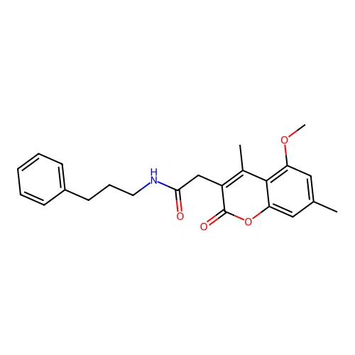 2-(5-methoxy-4,7-dimethyl-2-oxo-2H-chromen-3-yl)-N-(3-phenylpropyl)acetamide structure