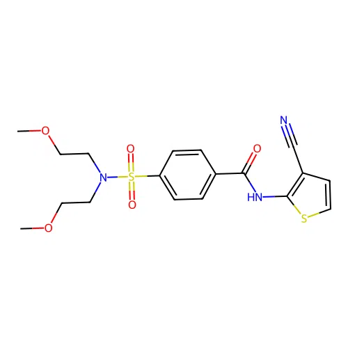 4-[bis(2-methoxyethyl)sulfamoyl]-N-(3-cyanothiophen-2-yl)benzamide structure