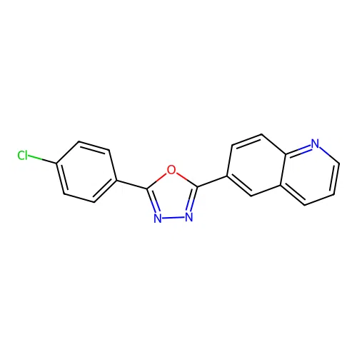 6-[5-(4-Chlorophenyl)-1,3,4-oxadiazol-2-yl]quinoline structure