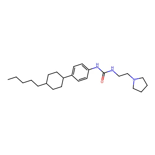 N-[4-(4-pentylcyclohexyl)phenyl]-N'-[2-(1-pyrrolidinyl)ethyl]urea structure