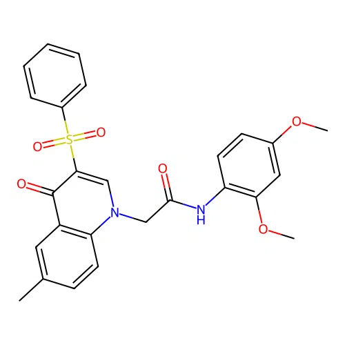 2-[3-(benzenesulfonyl)-6-methyl-4-oxo-1,4-dihydroquinolin-1-yl]-N-(2,4-dimethoxyphenyl)acetamide structure