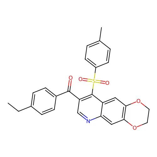 (4-Ethylphenyl)(9-tosyl-2,3-dihydro-[1,4]dioxino[2,3-g]quinolin-8-yl)methanone structure