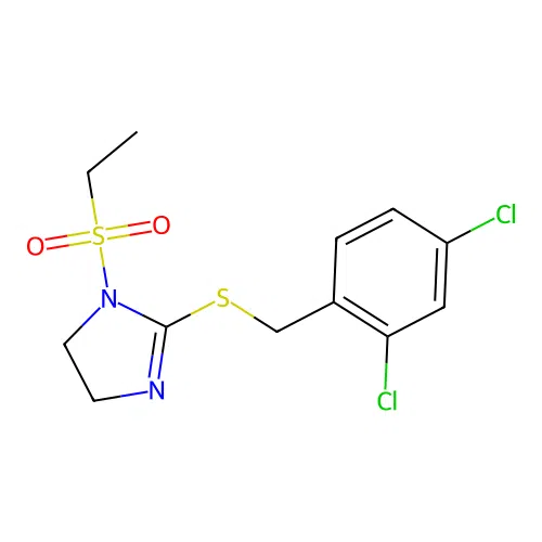 2-[(2,4-Dichlorophenyl)methylsulfanyl]-1-ethylsulfonyl-4,5-dihydroimidazole structure