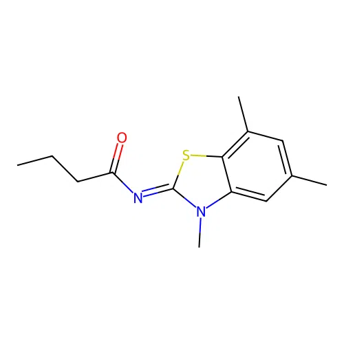 (Z)-N-(3,5,7-trimethylbenzo[d]thiazol-2(3H)-ylidene)butyramide structure