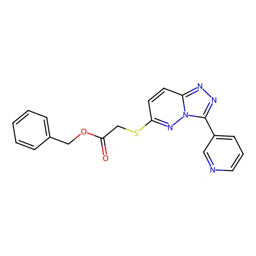 Benzyl 2-((3-(pyridin-3-yl)-[1,2,4]triazolo[4,3-b]pyridazin-6-yl)thio)acetate structure
