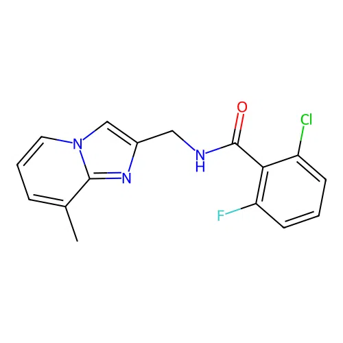 2-chloro-6-fluoro-N-((8-methylimidazo[1,2-a]pyridin-2-yl)methyl)benzamide structure