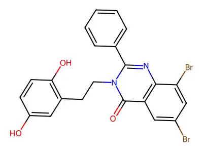 4(3H)-Quinazolinone, 6,8-dibromo-3-(2-(2,5-dihydroxyphenyl)ethyl)-2-phenyl- structure