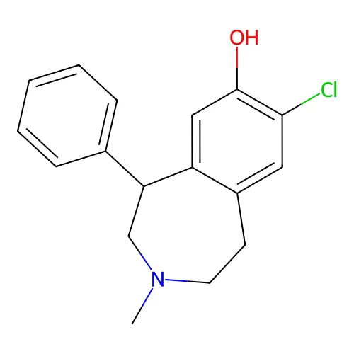 7-Chloro-3-methyl-1-phenyl-1,2,4,5-tetrahydro-3-benzazepin-8-ol structure