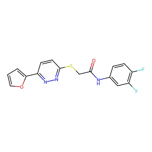 N-(3,4-difluorophenyl)-2-[6-(furan-2-yl)pyridazin-3-yl]sulfanylacetamide structure