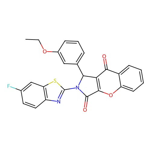 1-(3-ethoxyphenyl)-2-(6-fluoro-1,3-benzothiazol-2-yl)-1,2-dihydrochromeno[2,3-c]pyrrole-3,9-dione structure
