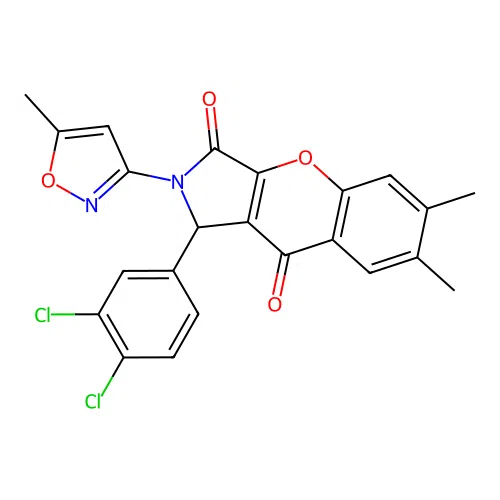 1-(3,4-dichlorophenyl)-6,7-dimethyl-2-(5-methyl-1,2-oxazol-3-yl)-1,2-dihydrochromeno[2,3-c]pyrrole-3,9-dione structure