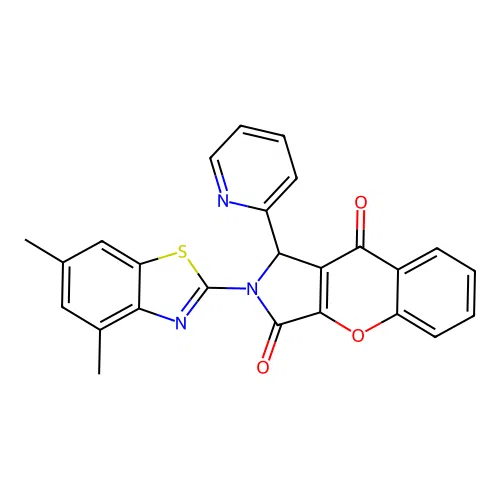 2-(4,6-dimethyl-1,3-benzothiazol-2-yl)-1-(pyridin-2-yl)-1,2-dihydrochromeno[2,3-c]pyrrole-3,9-dione structure