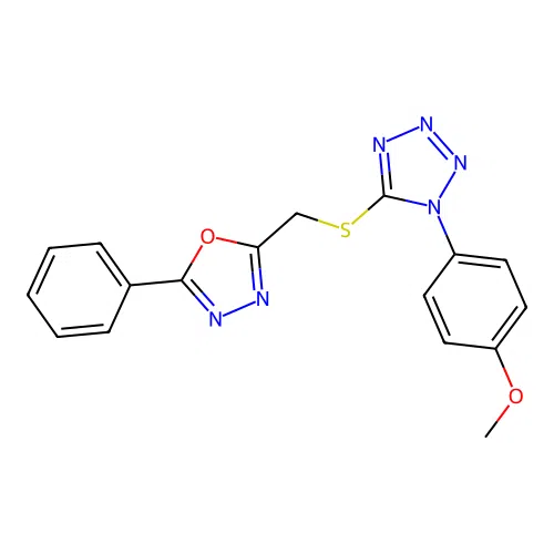1-(4-methoxyphenyl)-5-{[(5-phenyl-1,3,4-oxadiazol-2-yl)methyl]sulfanyl}-1H-1,2,3,4-tetrazole structure