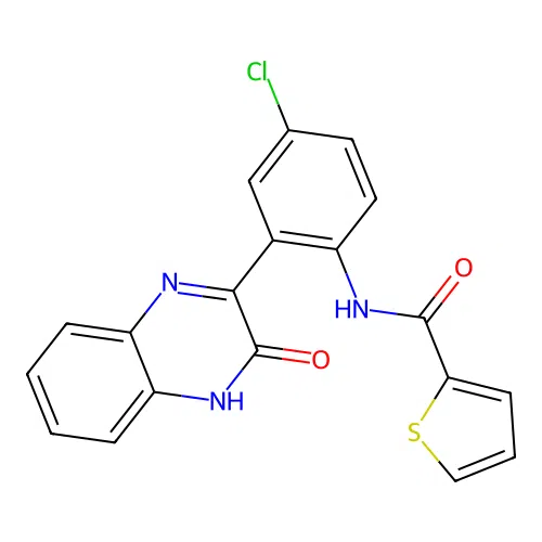 N-(4-chloro-2-(3-oxo-3,4-dihydroquinoxalin-2-yl)phenyl)thiophene-2-carboxamide structure