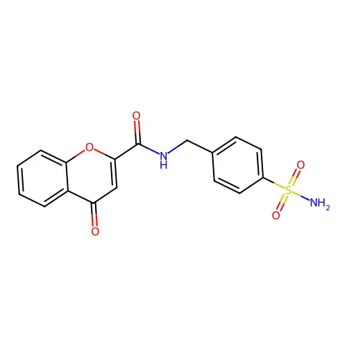 N-[4-(aminosulfonyl)benzyl]-4-oxo-4H-chromene-2-carboxamide structure