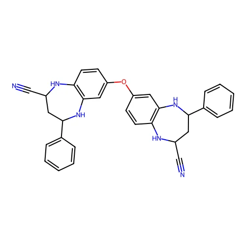 7,7'-Oxybis(4-phenyl-2,3,4,5-tetrahydro-1H-1,5-benzodiazepine-2-carbonitrile) structure