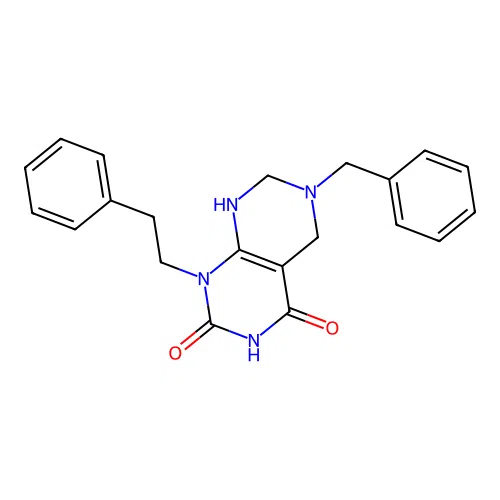 6-benzyl-1-phenethyl-5,6,7,8-tetrahydropyrimido[4,5-d]pyrimidine-2,4(1H,3H)-dione structure