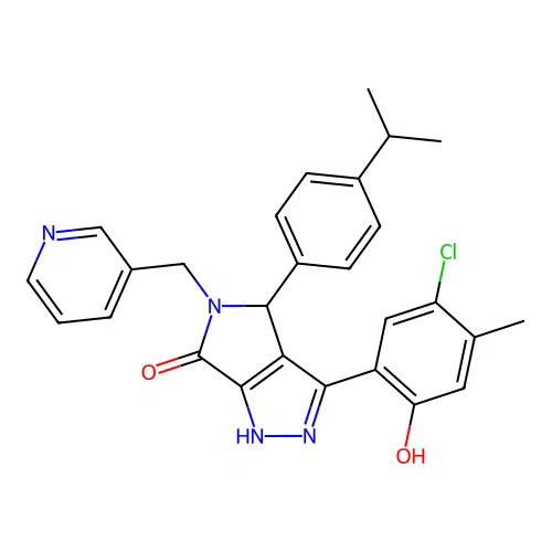 3-(5-chloro-2-hydroxy-4-methylphenyl)-4-[4-(propan-2-yl)phenyl]-5-(pyridin-3-ylmethyl)-4,5-dihydropyrrolo[3,4-c]pyrazol-6(2H)-one structure