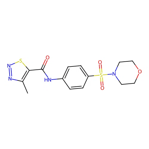 4-methyl-N-[4-(morpholin-4-ylsulfonyl)phenyl]-1,2,3-thiadiazole-5-carboxamide structure