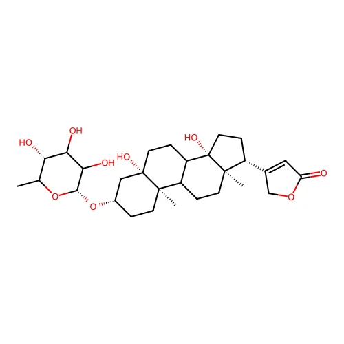 5-beta-Card-20(22)-enolide, 3-beta-((D-fucopyranosyl)oxy)-5,14-dihydroxy- structure