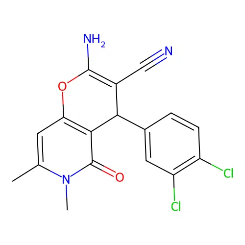 2-amino-4-(3,4-dichlorophenyl)-6,7-dimethyl-5-oxo-5,6-dihydro-4H-pyrano[3,2-c]pyridine-3-carbonitrile structure